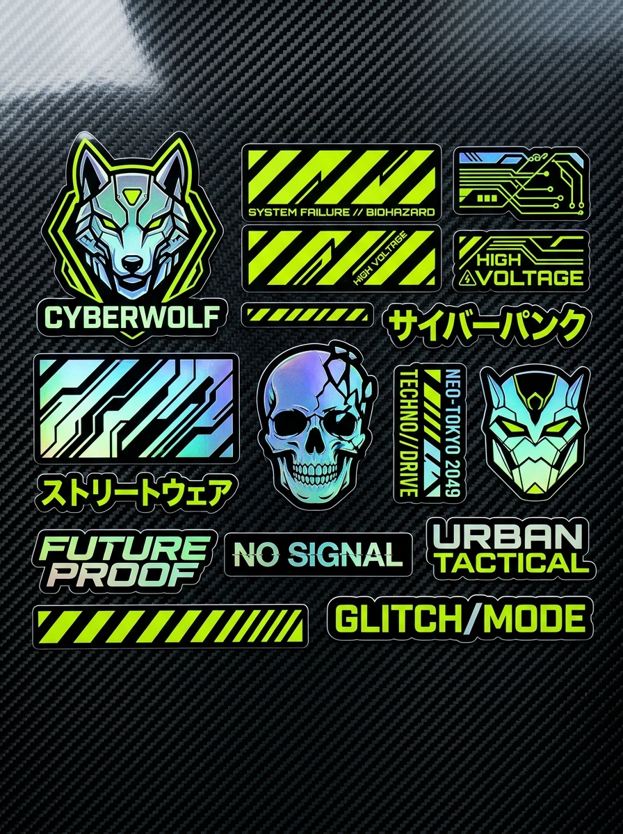Cyber-Glitch Holographic Decal Pack